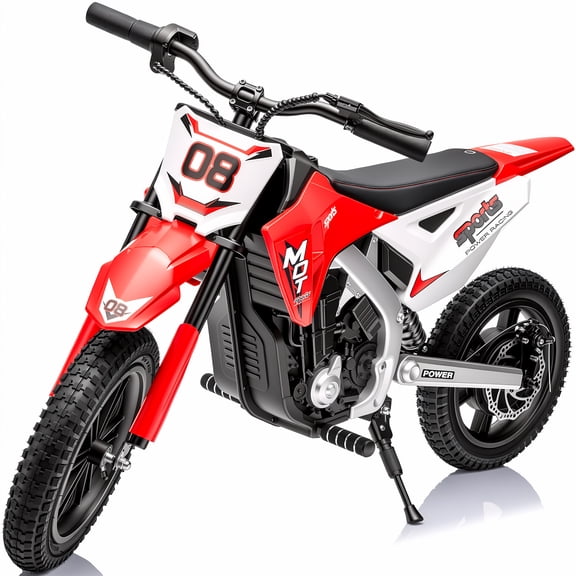 Joyracer 24V Electric Dirt Bike for Kids, 250W Powered Motorcycle,Ride on Toys with 3 Speed Modes, Twist Grip Throttle, Rear Disc Brakes, 15" Pneumatic Tire, Red