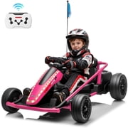 Joyracer 24V 14Ah Kids Electric Go Kart with Remote Control, 3 Speed Modes 5 10 MPH, 2 * 200W Motors, Metal Frame Ride on Toys Drift Kart for Big Kids, Music & Bluetooth, Pink