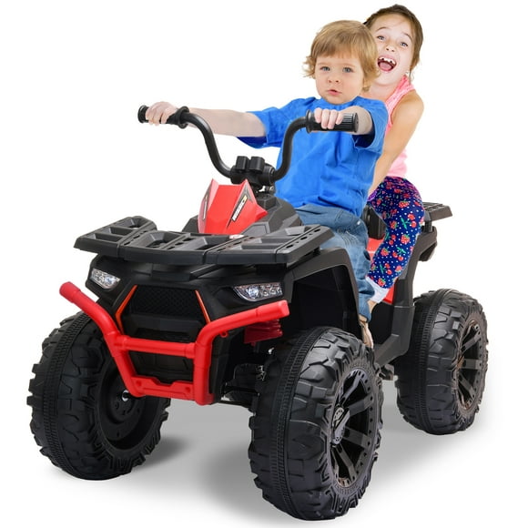 Joyracer 24V Kids Ride on ATV with 2 Seater, 2* 200W Motor 9AH Battery Powered Electric Car w/ LED Lights, High & Low Speed, Music, Suspension, 24 Volt Ride on Toy 4 Wheeler Quad for Boys Girls,Red