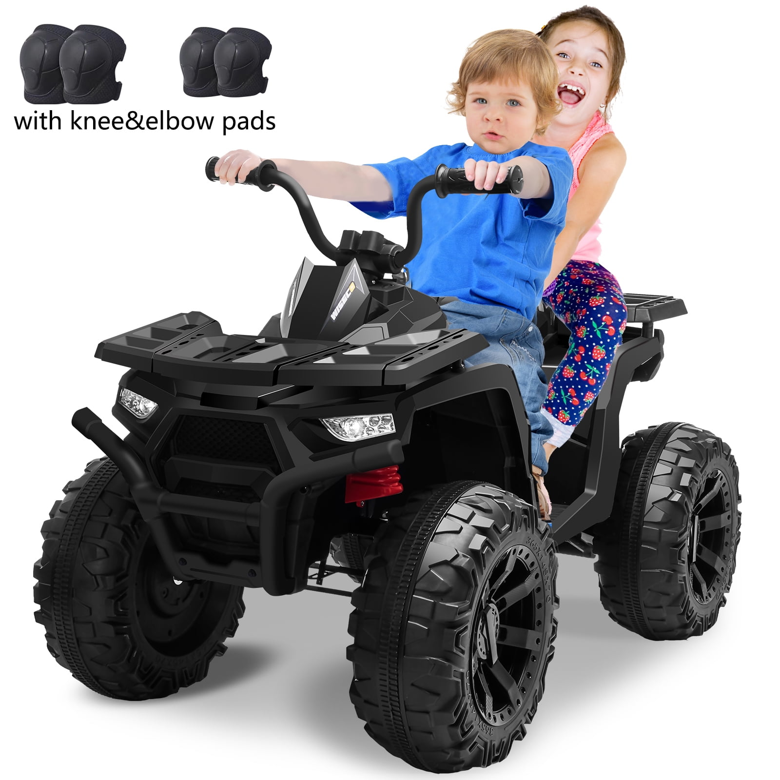 Joyracer 24V Kids Ride on ATV with 2 Seater, 2* 200W Motor 9AH Battery Powered Electric Car w/ LED Lights, High & Low Speed, Music, Suspension, 24 Volt Ride on Toy 4 Wheeler Quad for Boys Girls,Black