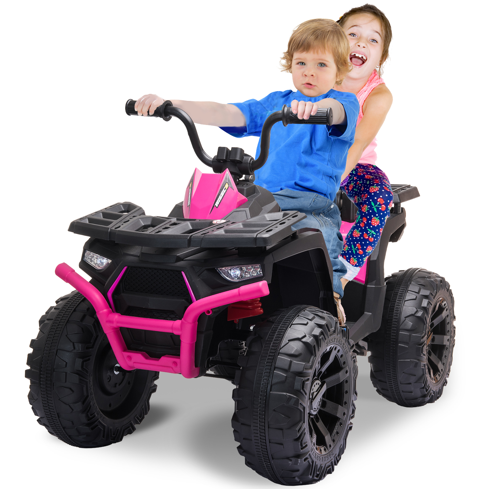 Joyracer 24V Kids Ride on ATV with 2 Seater, 2* 200W Motor 9AH Battery Powered Electric Car w/ LED Lights, High & Low Speed, Music, Suspension, Ride on Toy 4 Wheeler Quad for Boys Girls, Rose Red - image 2 of 11