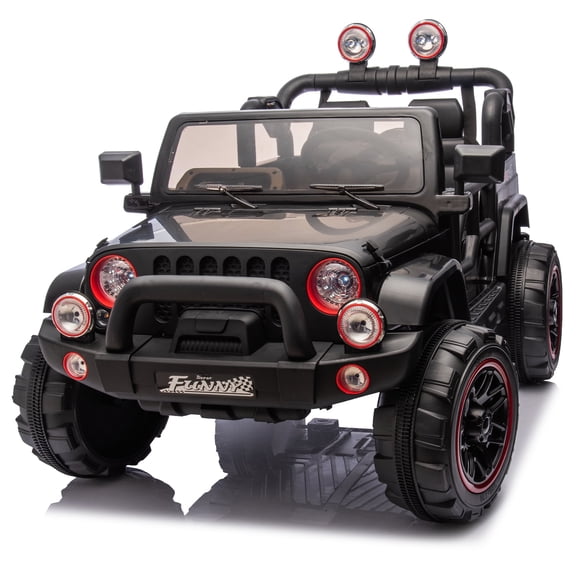 Joyracer 24V Kids Ride on Car with Parent Remote Control, 2WD Electric Ride on Toy for Kids, Rear Suspension, Music, Bluetooth, USB, Searchlight, Black