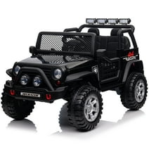 Joyracer 24V Kids Ride on Truck Car with Remote Control & 2 Seater, 2*200W Motor, 9 AH Battery Powered Toy Car w/ Spring Suspension, 4 Large Wheels, 3 Speeds, LED Lights, Bluetooth Music, Black