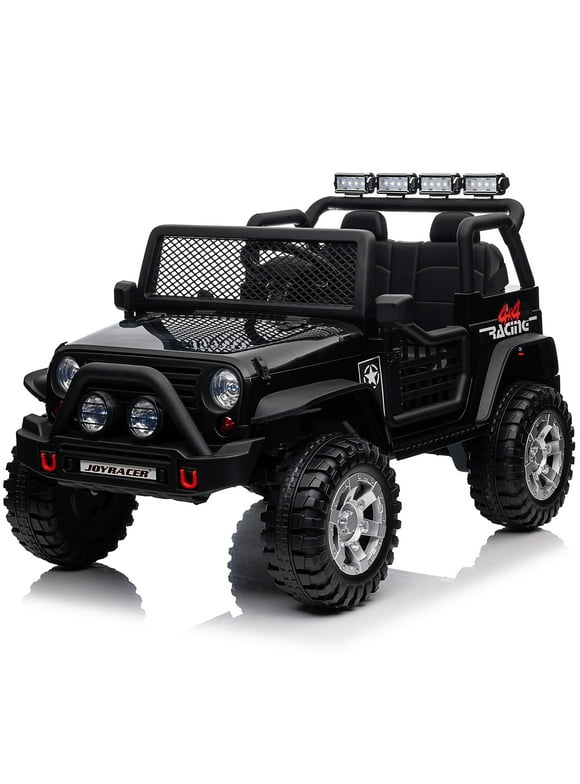 Joyracer 24V Kids Ride on Truck Car with Remote Control & 2 Seater, 2*200W Motor, 9 AH Battery Powered Toy Car w/ Spring Suspension, 4 Large Wheels, 3 Speeds, LED Lights, Bluetooth Music, Black