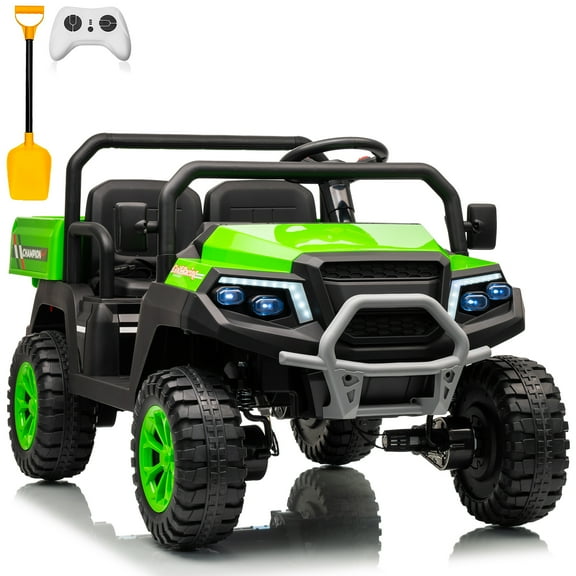 Joyracer 24V Kids Ride on Car Truck, 2 Seater 4WD Electric UTV, Remote Control, Storage Space, Music, Green