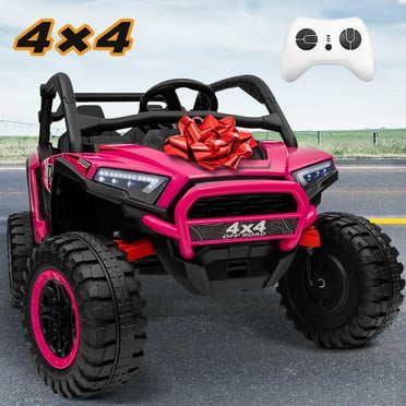 Joyracer 24V Kids Ride on Car Truck,  2 Seater 4WD Electric Off-Road UTV, Remote Control,  Storage Space，Music,  Pink