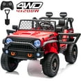 thumbnail image 1 of Joyracer 24V Ride on Toys Truck with Remote Control & 2 Seater, 4WD/2WD Switchable 800W Powered Ride on Car with Shovel Spring Suspension, 3 Speeds, Bluetooth Music, Red, 1 of 10