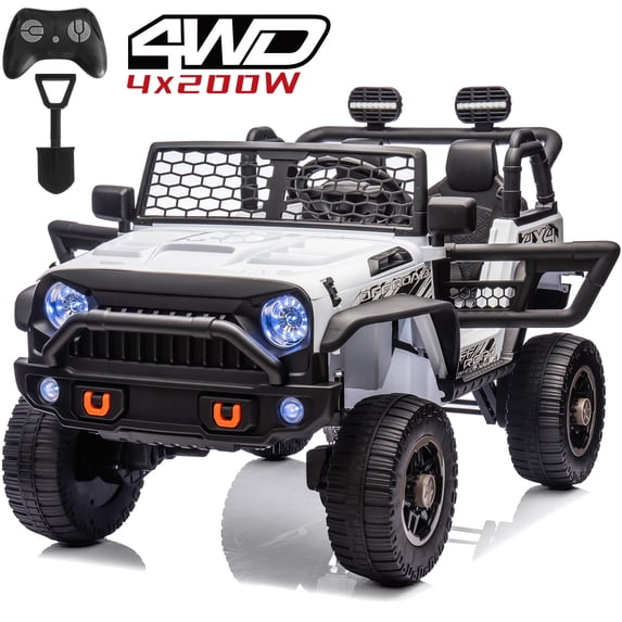 Joyracer 24V Ride on Car Truck with Remote Control & 2 Seater, 4WD/2WD Switchable 800W Powered Ride on Toys with Spring Suspension, 3 Speeds, Bluetooth Music Gift for Big Kids, Blue