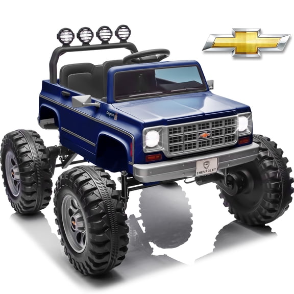 Joyracer Chevrolet Cheyenne 24V Ride Ons, Electric Truck for Kids, Power Car Wheels, Outdoor Toy with Remote, Bluetooth, USB, LED Lights, Blue