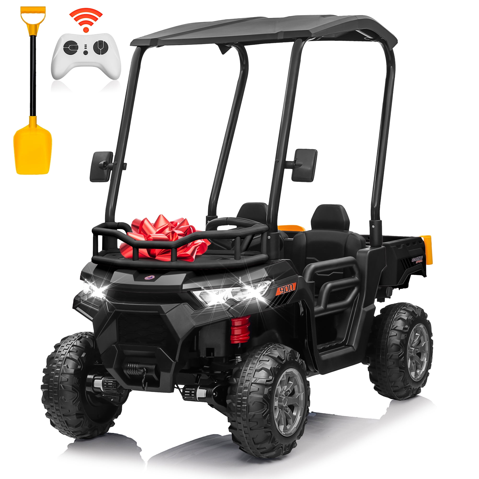 Joyracer 24 Volt Ride on Toys, 4*200W Powered Ride on UTV with Remote Control, Kids Electric Car w/ 2 Seater, 4WD/2WD Switchable, 3 Speeds, Bluetooth USB Music, Blue