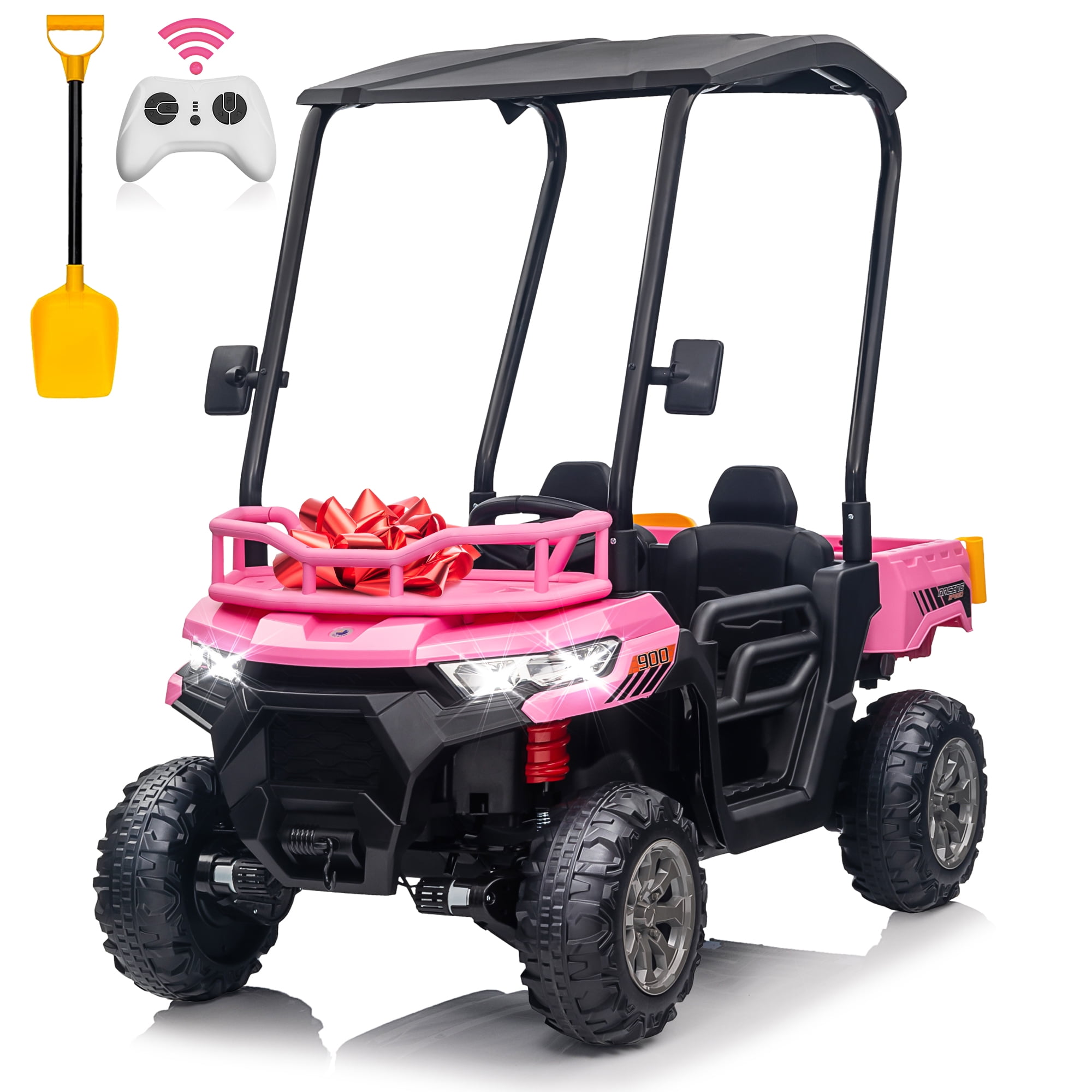 Joyracer 800W 24 Volt Ride on Toys, 4WD/2WD Switchable Powered Ride on UTV with Remote Control, Kids Electric Car w/ 2 Seater, Power Car Wheels, 3 Speeds, Music, Bluetooth, MP3, USB, Horn, Black