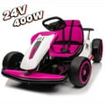 thumbnail image 1 of Joyracer 24V Ride on Toys, Kids Electric Go Kart 400W Motor Power Car Wheel for Kids, Spray, 6-9MPH, Gravity Steering, Outdoor Toys, Bluetooth/Music, Age 6+, Rose Pink, 1 of 10