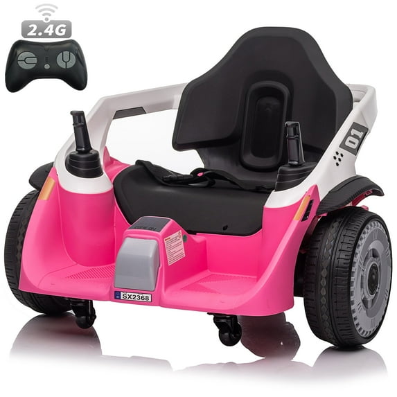 Joyracer 24V Ride on Toys with Remote Control, Bumper Car for Kids, 2*100W Power Car Wheels for Big Kids, 3 Speeds, 360°Spin, 3-Speed, EVA Rubber Tires, Horn/Bluetooth/Music/MP3, Pink