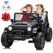 Joyracer 24 Volt Ride on Toys, 4WD/2WD Switchable, XL 2 Seater Ride on Cars, Electric Car for Kids with Remote, Power Car Wheels Ride on Truck w/ Music, Bluetooth, LED Lights, Black