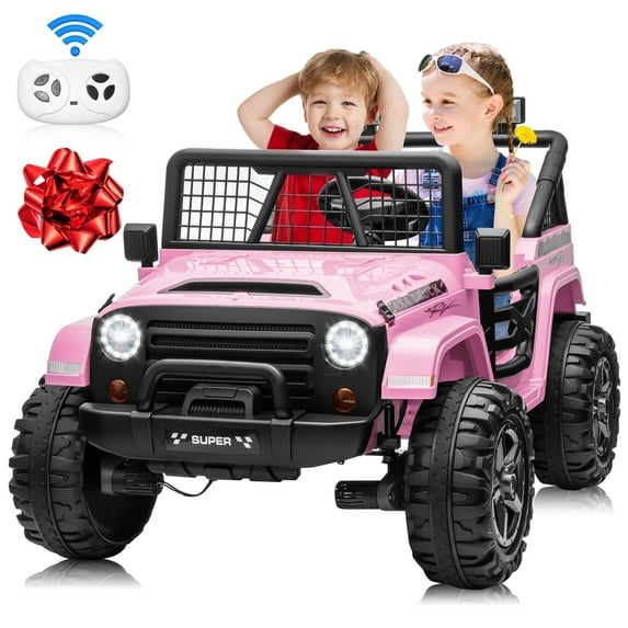 Joyracer 24 Volt Ride on Toys, 4WD/2WD Switchable, XL 2 Seater Ride on Cars, Electric Car for Kids with Remote, Power Car Wheels Ride on Truck w/ Music, Bluetooth, LED Lights, Pink