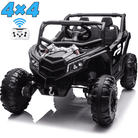 Joyracer 24 Volt Ride on Toys with Remote, 4WD Power UTV Wheels with 800W Motors, Bluetooth, Spring Suspension, LED Light, 3 Speeds, Black