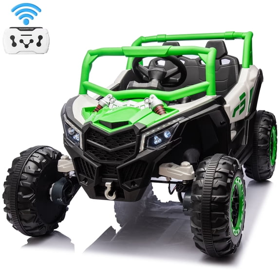 Joyracer 24 Volt Ride on Toys for Kids, 4WD Electric Power UTV Wheels with 800W Motors, Remote Control, Bluetooth, Spring Suspension, LED Light, Green