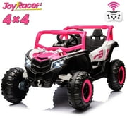 Joyracer 24 Volt Ride on Toys 2 Seater, Power Car wheels UTV with 4*200W Motors, Remote Control, Bluetooth Music, Spring Suspension, LED Light, 3 Speeds, Pink