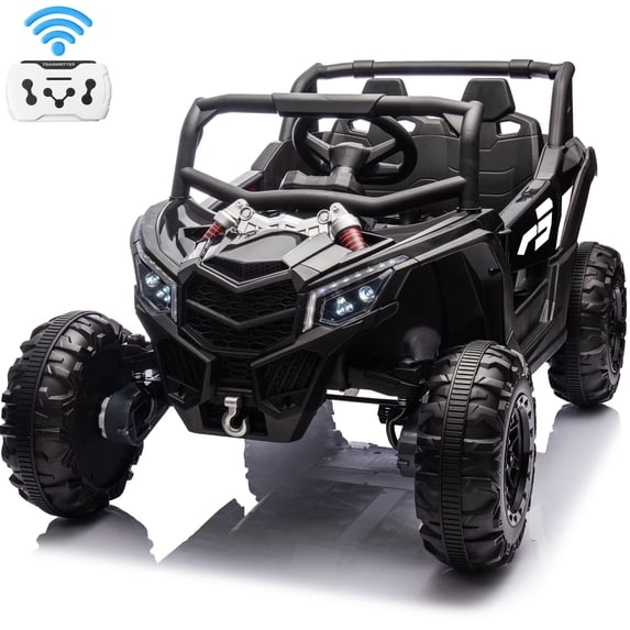 Joyracer 24 Volt Ride on Toys with Remote, 4WD Power UTV Wheels with 800W Motors, Bluetooth, Spring Suspension, LED Light, 3 Speeds, Black