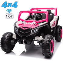 Joyracer 4WD 24 Volt Ride on Toys, 2 Seater Power Car wheels UTV with 800W Motors, Remote Control, Bluetooth, Spring Suspension, LED Light, Pink
