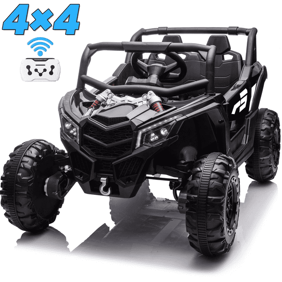 Joyracer 24 Volt Ride on Toys with Remote, 4WD Power UTV Wheels with 800W Motors, Bluetooth, Spring Suspension, LED Light, 3 Speeds, Black