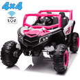 thumbnail image 1 of Joyracer 4WD 24 Volt Ride on Toys, 2 Seater Power Car wheels with Remote Control, Bluetooth, Spring Suspension, LED Light, Pink, 1 of 12