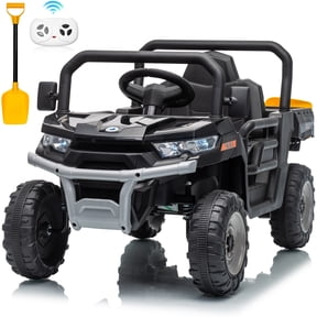 Joyracer 24 Volt Ride on Toys, Cute Ride on Dump Truck for Toddlers with Dump Bed, Remote, Music, Shovel, Black