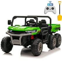Joyracer 24V Ride on Toys, 2 Seater 6-Wheel UTV Car, 4WD Ride on Dump Truck for Big Kids with Trailer Remote Control, Green