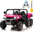 thumbnail image 1 of Joyracer 24V Ride on Toys, 2 Seater 6-Wheel UTV Car, 4WD Ride on Dump Truck for Big Kids with Trailer Remote Control, Pink, 1 of 10