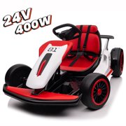 Joyracer 24V Ride on Toys, Kids Electric Go Kart 400W Motor Power Car Wheel for Kids, 6-9MPH, Outdoor Toys, Bluetooth/Music, Age 6+, Red