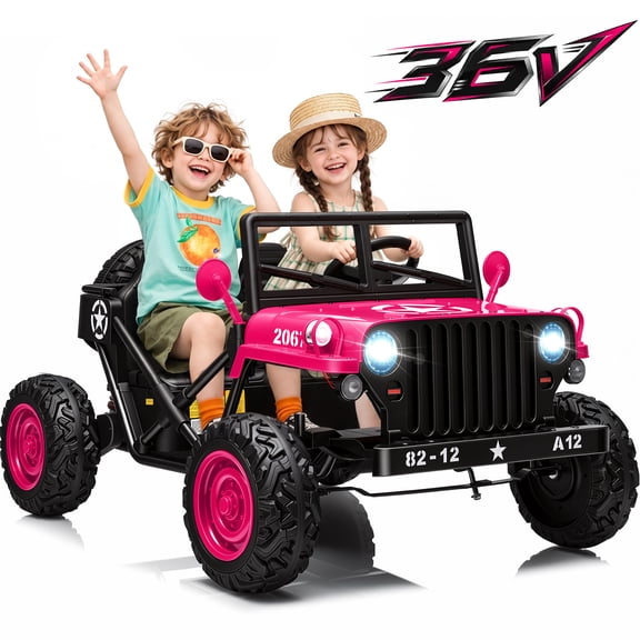 Joyracer 36V Ride on Cars with 2 Seater, EVA Tire Powered Ride on Toys for Big Kids w/Metal Frame, 4 Wheels Suspension, Bluetooth, Up to 9 MPH, Rose