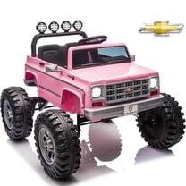 Chevrolet Cheyenne 24 Volt Ride on Toys, Joyracer Electric Truck for Kids, Power Car Wheels with Remote, Bluetooth, USB, LED Lights, Pink