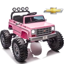 Chevrolet Cheyenne 24 Volt Ride on Toys, Joyracer Electric Truck for Kids, Power Car Wheels with Remote, Bluetooth, USB, LED Lights, Pink