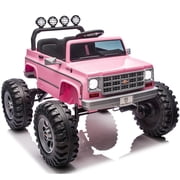 Chevrolet Cheyenne 24 Volt Ride on Toys, Joyracer Electric Truck for Kids, Power Car Wheels with Remote, Bluetooth, USB, LED Lights, Pink
