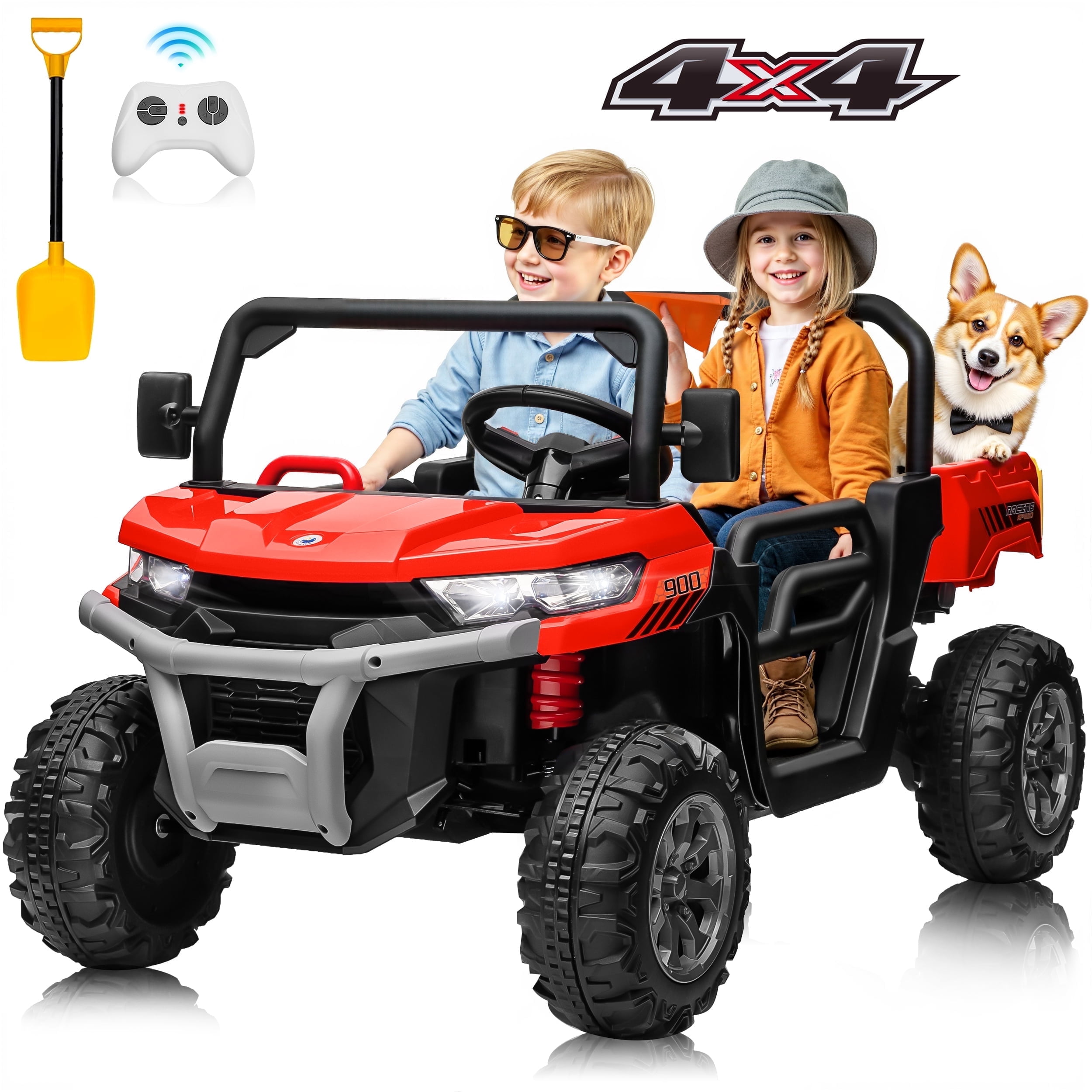 Joyracer 4WD Ride On Truck, 24V 800W Kids Electric Car with Dump Bed ...