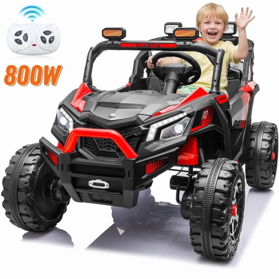 Joyracer 4WD 24 Volt Ride on Toys, 2 Seater Electric Cars, Birthday Gift for Kids with 800W Motors, Remote Control, Bluetooth, LED Light, Red