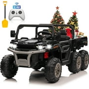 Joyracer 24 Volt Ride on Toys 2 Seater with Remote Control, 7AH Ride on Dump Truck w/ Tipping Bucket Trailer, Shovel, 3 Speeds,LED Lights, MP3/USB Music for Big Kid, Yellow