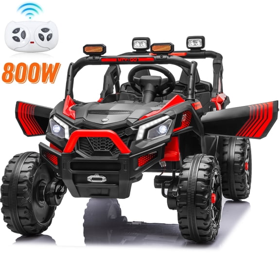 Joyracer 4WD 24 Volt Ride on Toys for Big Kids, 2 Seater Power Car wheels UTV with 800W Motors, Remote Control, Bluetooth, LED Light, Red