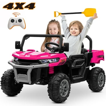 Joyracer 4WD 24 Volts Ride on Toys with Remote Control, 4X200W 4-Wheelers UTV, 2 Seater Powered Ride on Dump Truck, Electric Car for Kids, Bluetooth/Music/Spring Suspension, Pink