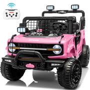 Joyracer 4WD 24V Ride On Car Truck with Remote Control, 2 Seater 800W 9AH Powered Ride on Electric Truck Car, Bluetooth MP3 Music, 4 Wheels Suspension, 3 Speeds, Pink