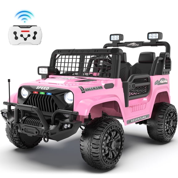 Joyracer 4WD 24V Ride On Car Truck with Remote Control, 2 Seater 800W 9AH Powered Ride on Electric Truck Car, Bluetooth MP3 Music, 4 Wheels Suspension, 3 Speeds, Pink