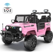 Joyracer 4WD 24V Ride On Car Truck with Remote Control, 2 Seater 800W 9AH Powered Ride on Electric Truck Car, Bluetooth MP3 Music, 4 Wheels Suspension, 3 Speeds, Pink