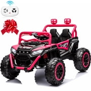 Joyracer 4WD 24 volt Ride On Toys, 800W Electric Cars for Kids with 2 Seater & Romote Control, Power Car Wheel w/ Spring Suspension, Bluetooth Music, Rose