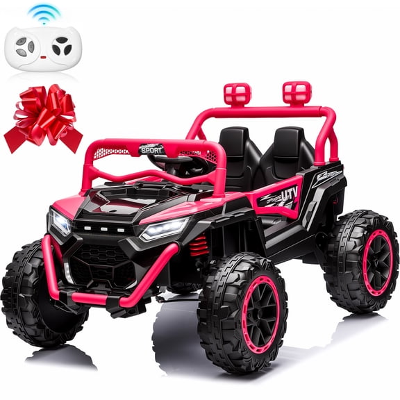 Joyracer 4WD 24 volt Ride On Toys, 800W Electric Cars for Kids with 2 Seater & Romote Control, Power Car Wheel w/ Spring Suspension, Bluetooth Music, Rose