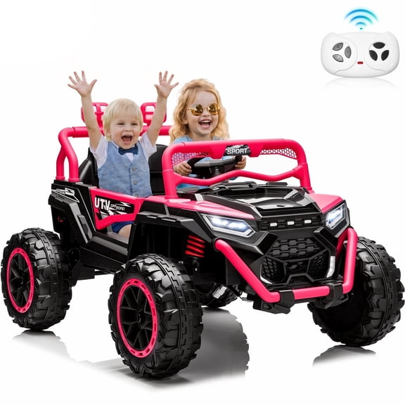 Joyracer 4WD 24 volt Ride On Toys, 800W Electric Cars for Kids with 2 Seater & Romote Control, Power Car Wheel w/ Spring Suspension, Bluetooth Music, Rose