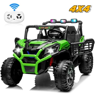 Joyracer 4WD 24V Ride on Toys Car w/ 2 XL Seater Remote Control, Electric Off-Road UTV w/ 4*200W Motor, Powered 4-Wheeler Toy, LED Lights, Spring Suspension, 3 Speeds, Bluetooth Music, Black