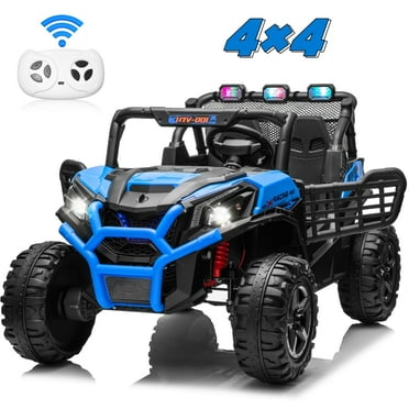 Joyracer 4WD 24V Ride on Toys Car w/ 2 XL Seater Remote Control, Electric Off-Road UTV w/ 4*200W Motor, Powered 4-Wheeler Toy, LED Lights, Spring Suspension, 3 Speeds, Bluetooth Music, Blue