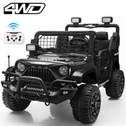 Joyracer 4WD 24V Ride On Toys Truck with Remote Control, 2 Seater 800W 9AH Powered Ride on Electric Car, Bluetooth MP3 Music, 4 Wheels Suspension, 3 Speeds, Black