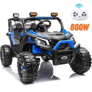 Joyracer 4WD 24 Volt Ride on Toys with 2 Seaters, Power UTV Wheels, Electric Car for Kids with Remote Control, 3 Speeds, Bluetooth, Blue