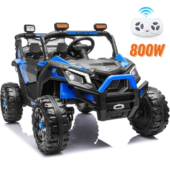 Joyracer 4WD 24 Volt Ride on Toys with 2 Seaters, Power UTV Wheels, Electric Car for Kids with Remote Control, 3 Speeds, Bluetooth, Blue